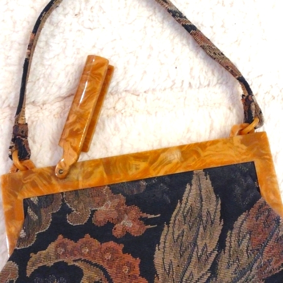 Vintage Floral Carpet Tapestry Handbag Purse - Picture 3 of 11